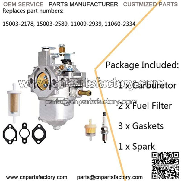 Carb Carburetor with Gasket Replacement for Kawasaki Mule 500 520 550 KAF300 15003-2178 15003-2589 11009-2939 - Image 4
