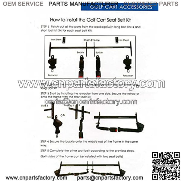 Universal 4 Passenger Golf Cart Set Front Rear Golf Cart Seat Belt Kit for EZGO, Yamaha, Club Car - Image 5