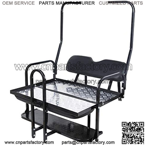 Flip Folding Rear Back Flip Seat Kit W/Free Grab Bar & Roof Support for 1982-2000.5 Club Car DS Golf Cart - Image 3