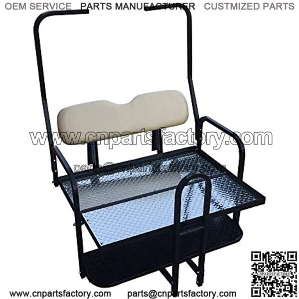 Performance Plus Carts Club Car DS Golf Cart Rear Flip Back Seat Kit for 1982-2000.5 - Factory Buff - Light Tan - Image 3