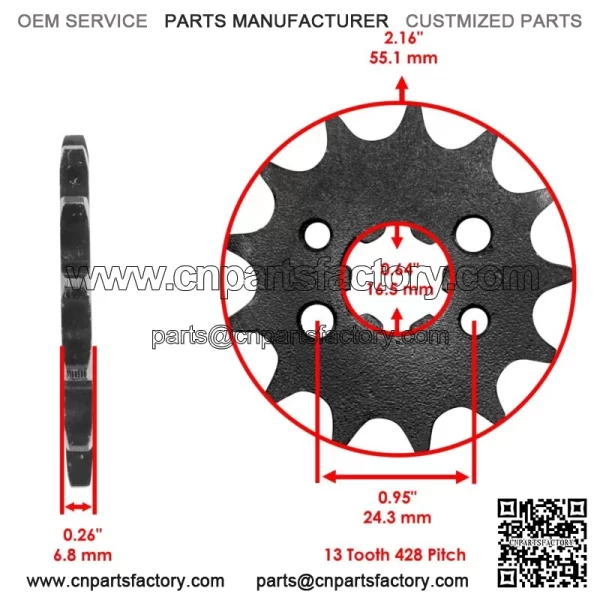 Drive Chain & Sprocket for Honda CRF125F 2014-2021 23801-HF7-000 23801-K28-910 - Image 2