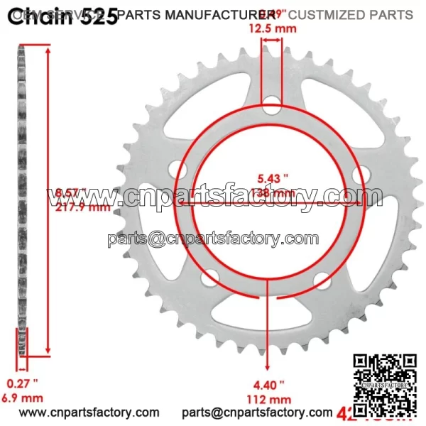 Front Rear Drive Chain Sprocket for Husaberg FE350 FC499 1992 23801-MJE-D00 - Image 3