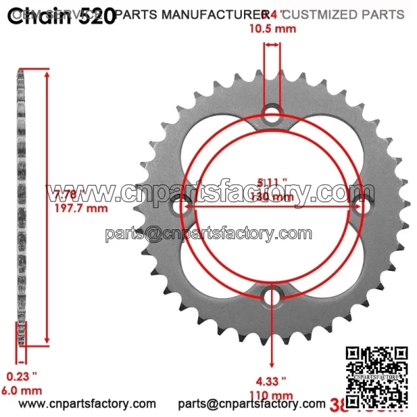 Red O-Ring Drive Chain & Sprockets Kit for Honda TRX450R Sportrax 450 2004 2005 - Image 3