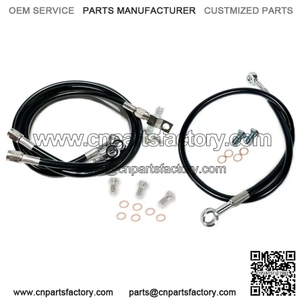 Steel Braided Brake Lines Black +2" Front +0" Rear TRX 450R TRX 450ER - Image 3