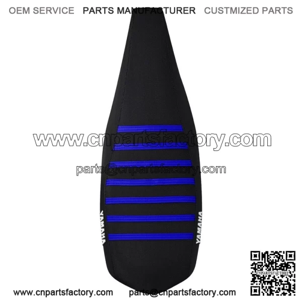 Yamaha YFZ 450 Gripper Seat Cover 2004 - 2013  all BLACK w/ BLUE ribs LOGO #200 - Image 3
