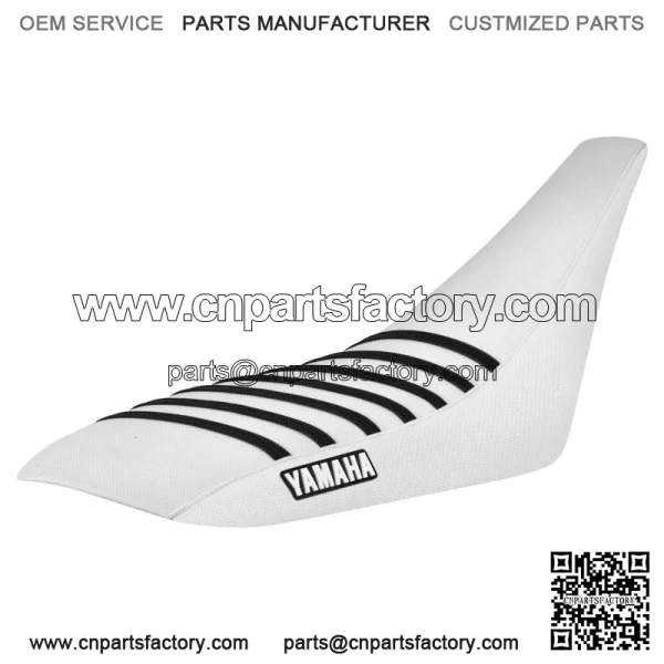 Yamaha YFZ 450 Gripper Seat Cover 2004-2013  all WHITE/ BLACK ribs LOGO #200