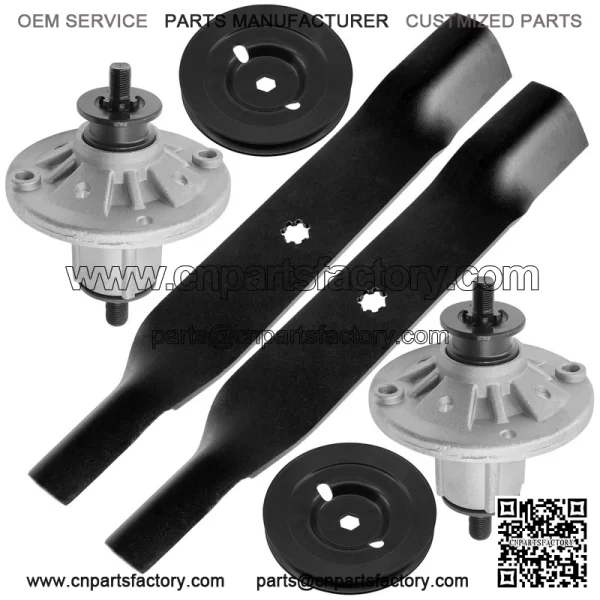 38" Deck Spindle w/Pulley & Blade for John Deere X300 AM137483 M151720 M153118 - Image 5